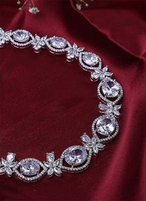 White Necklace Set With Small Studs 4