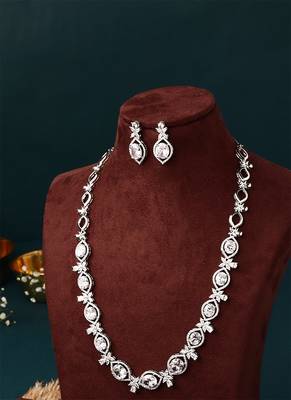 White Necklace Set With Small Studs 1