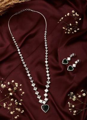 Heart Shape Green Necklace Set With Earrings 2