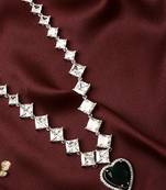 Heart Shape Green Necklace Set With Earrings