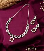 Red Chain Necklace Set With Earrings