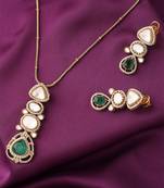 Emerald Elegance: Green American Diamond Necklace Set