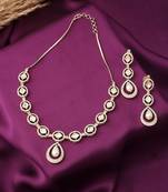 American Diamond Necklace Set With Pearl Drop