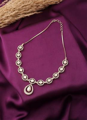American Diamond Necklace Set With Pearl Drop 3