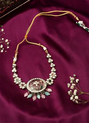 Multicolour Necklace Set With Round Stone And Earrings 5