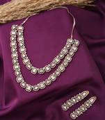 Dual Layered Necklace Set With Long Earrings
