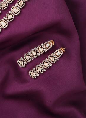 Dual Layered Necklace Set With Long Earrings 2
