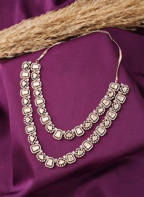 Dual Layered Necklace Set With Long Earrings 3