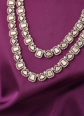 Dual Layered Necklace Set With Long Earrings 4