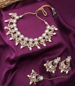 Floral Necklace Set With Earrings And Maang Tikka