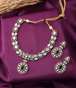 Blue American Diamond Necklace Set With Earrings