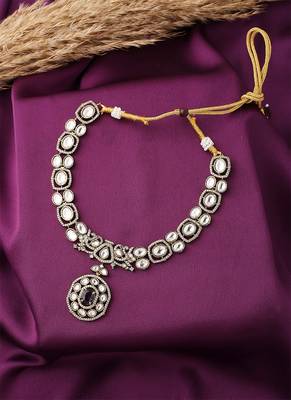 Blue American Diamond Necklace Set With Earrings 3