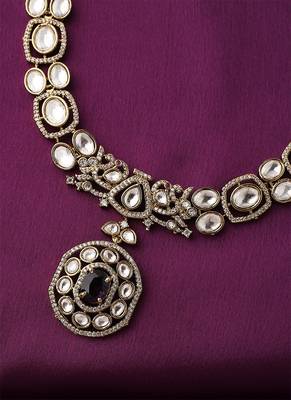Blue American Diamond Necklace Set With Earrings 4