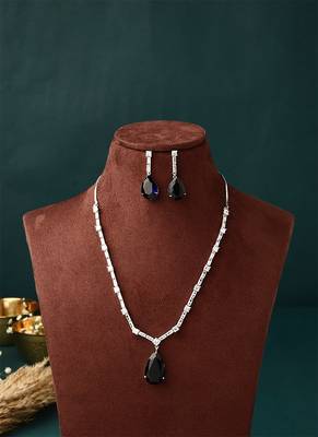 Azure Blue Necklace Set With Earrings 5