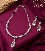 American Diamond Necklace Set With Pearl Drop