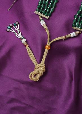 Elephant Carved Green Necklace Set With Earrings 5