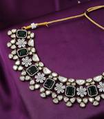 Green Floral American Diamond Neclace Set