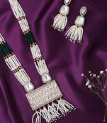 White Beaded Jewellery With Matching Earrings