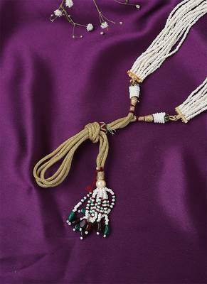 White Beaded Jewellery With Matching Earrings 5