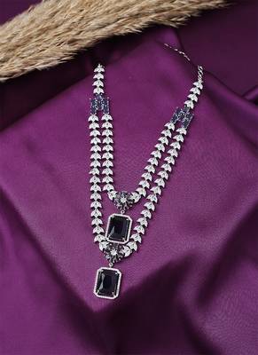 2 Layered Purple Necklace Set With Small Earrings 4