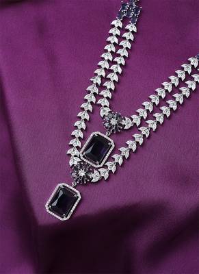 2 Layered Purple Necklace Set With Small Earrings 1