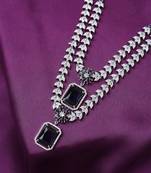2 Layered Purple Necklace Set With Small Earrings