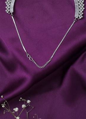 Silver American Diamond Necklace Set With Maang Tikka 5