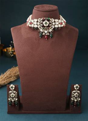 Multicolour Choker Set With Long Earrings 1