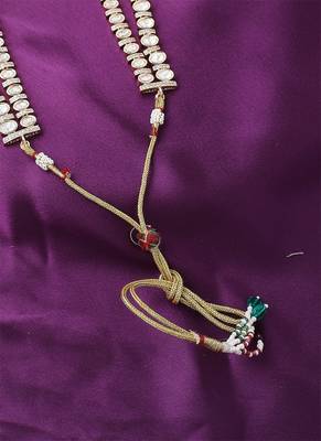 Multicolour Dual Layered Necklace Set With Green And Pink Stones 5