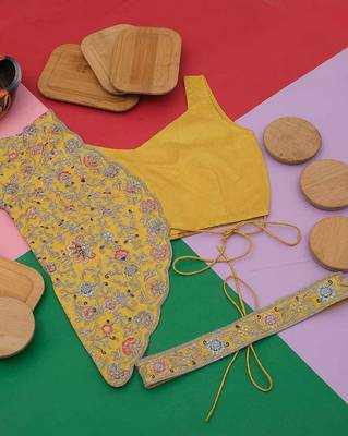 Trendmalls Yellow Georgette Ready To Wear Pre Stitched Saree 7
