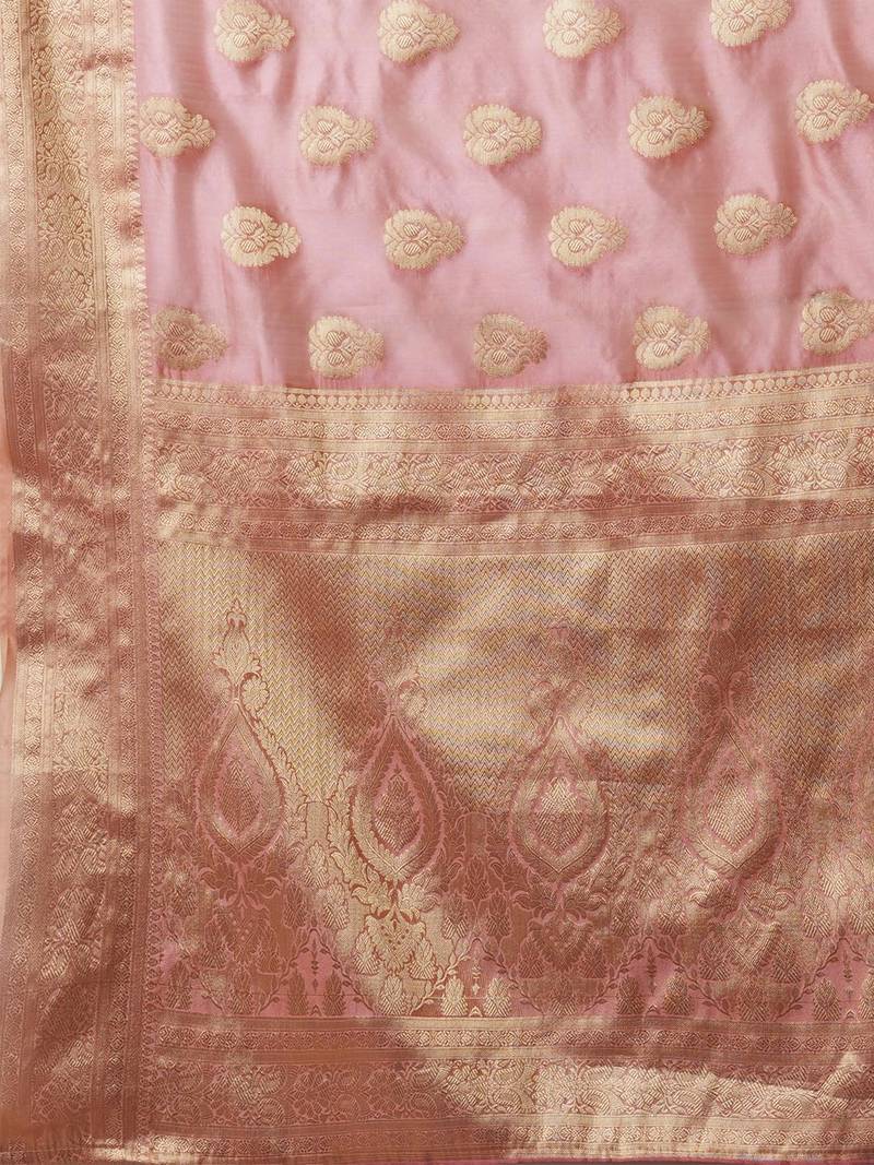 Pure Organza Saree Woven Zari Magic With Rich Paisley Pallu