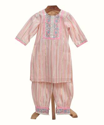 Pink cotton salwar suit set 1