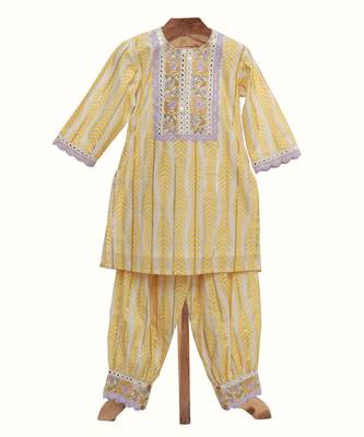 Yellow cotton  salwar suit set 1