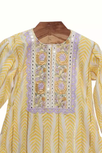 Yellow cotton  salwar suit set
