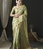 Pure Organza Saree Woven Zari Magic With Rich Paisley Pallu