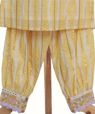Yellow cotton  salwar suit set 3