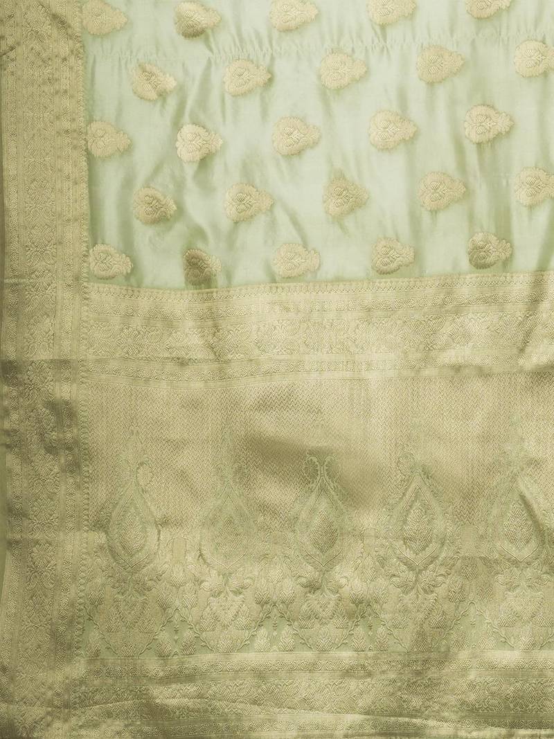 Pure Organza Saree Woven Zari Magic With Rich Paisley Pallu