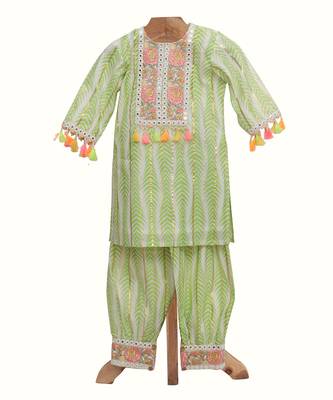 Light green cotton salwar suit set 1