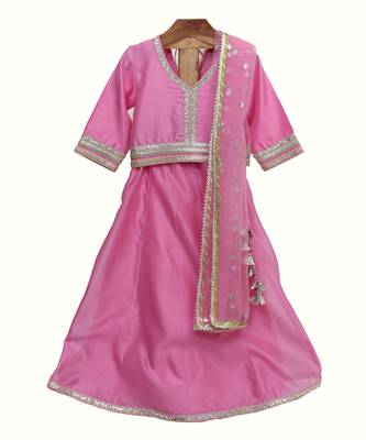 Light pink silk chanderi lehenga set 1