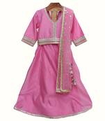Light pink silk chanderi lehenga set