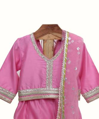 Light pink silk chanderi lehenga set 2