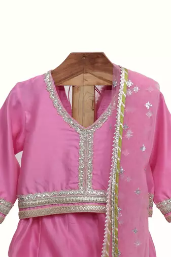 Light pink silk chanderi lehenga set