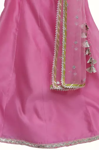Light pink silk chanderi lehenga set