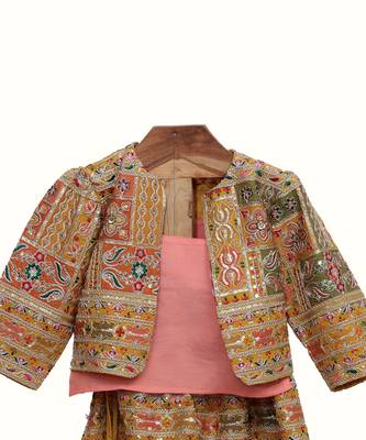 Gold silk embroidered thread sequin and lehenga set 2