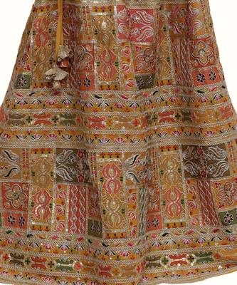 Gold silk embroidered thread sequin and lehenga set 3