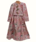 Pink silk embroidered thread lehenga and blouse set