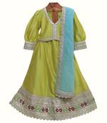 Green silk chanderi lehenga set
