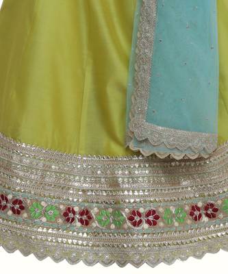 Green silk chanderi lehenga set 3