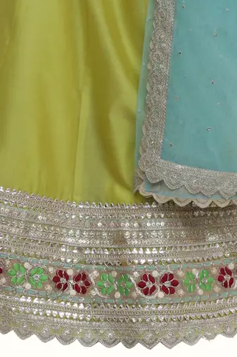 Green silk chanderi lehenga set
