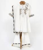 White silver lurex embroidary suit set